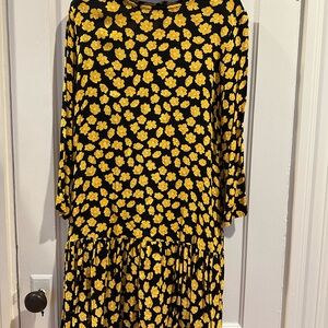 Floral Black and Yellow Mini Dress